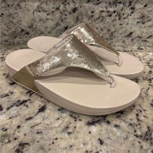 Fit Flop Sequin Flip Flops lulu size 10 tan